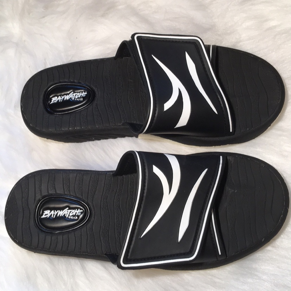 Baywatch Gear Velcro Slides Like New Black & White